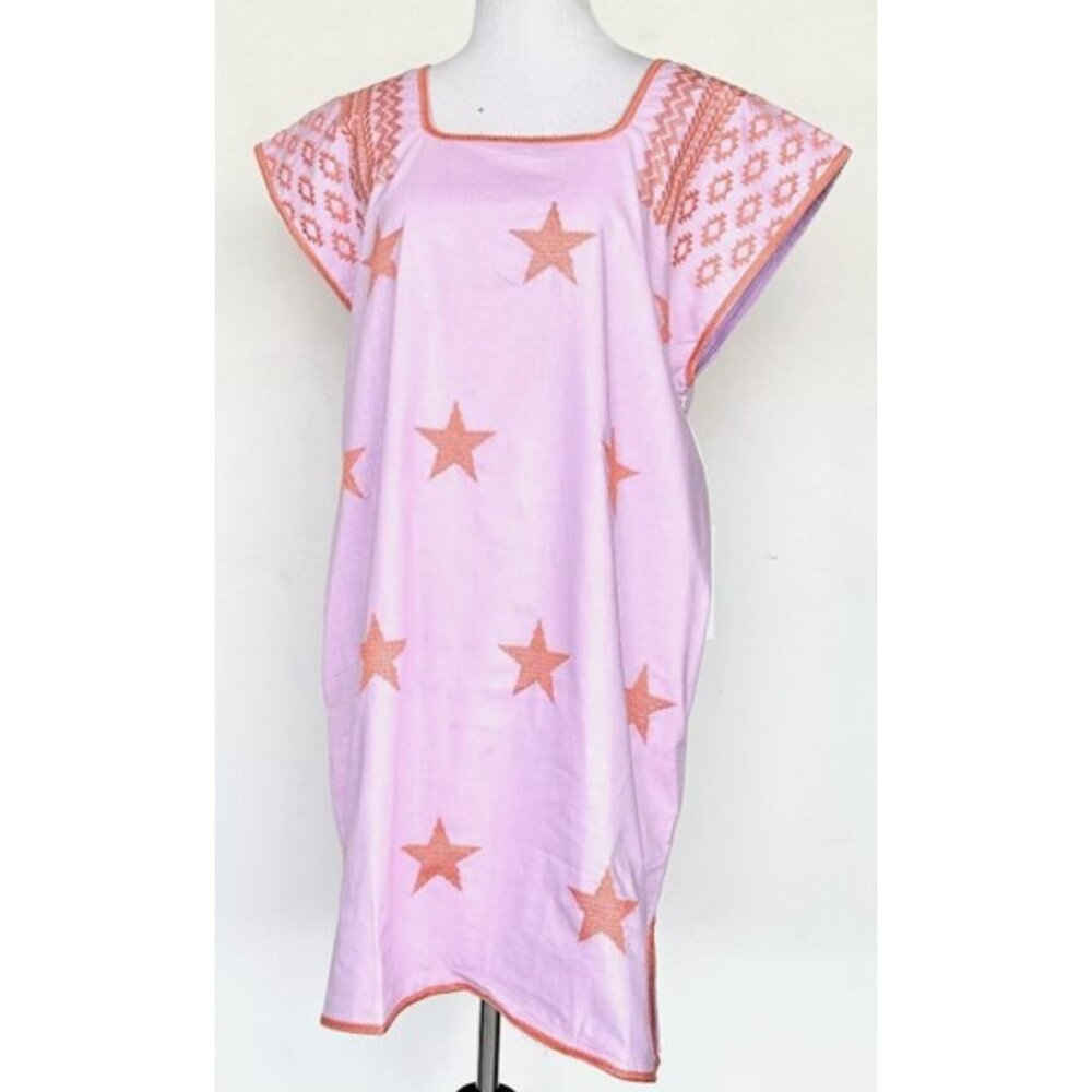 J. Marie. Light Pink and Orange Embroidered Dress. Size M.